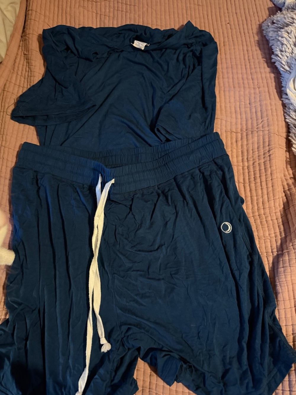 Women's Navy Blue Two-Piece Pajama Set - Picture 3 of 3